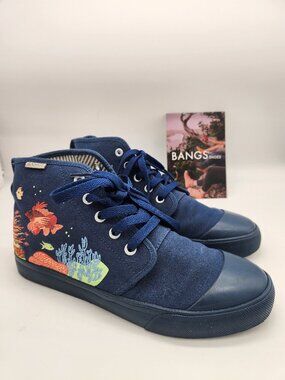 BANGS Navy High-Top Women Sneakers Sea Life Creatures, Size 7